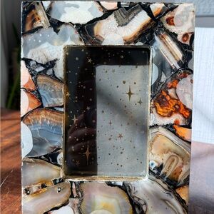 Black Agate Picture Frame - Unique Agate Stone Photo Frame, Memorable Gift Her
